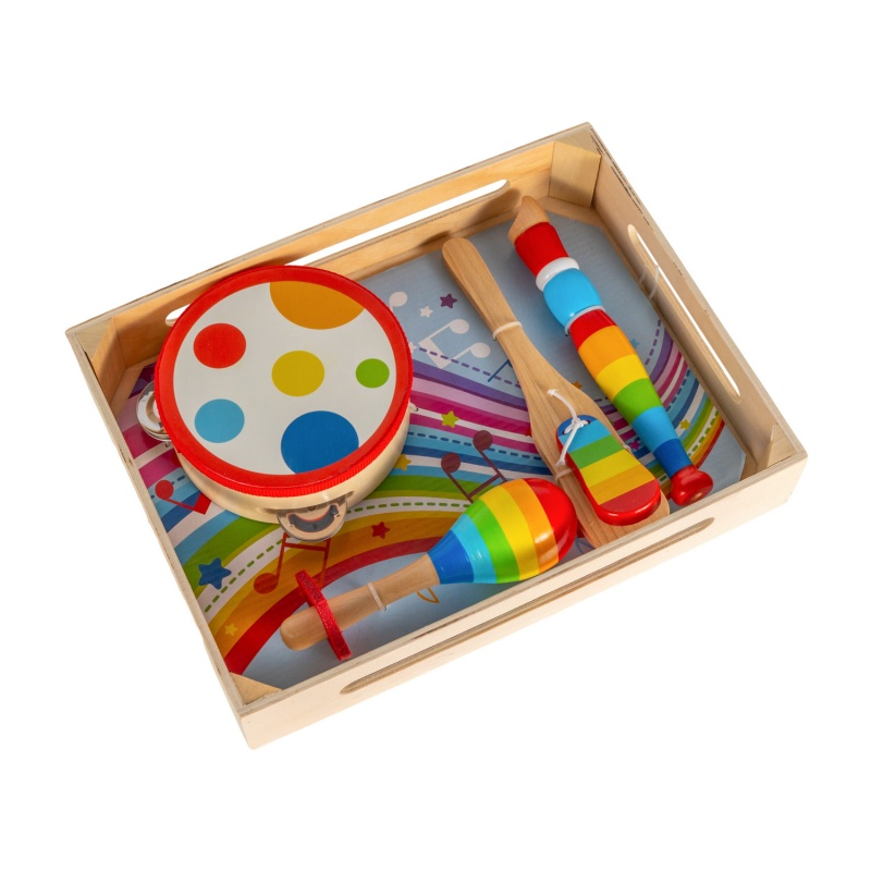 Educational Wooden Kids Musical Instruments Drum Wholesale Pink Drum Toys Set