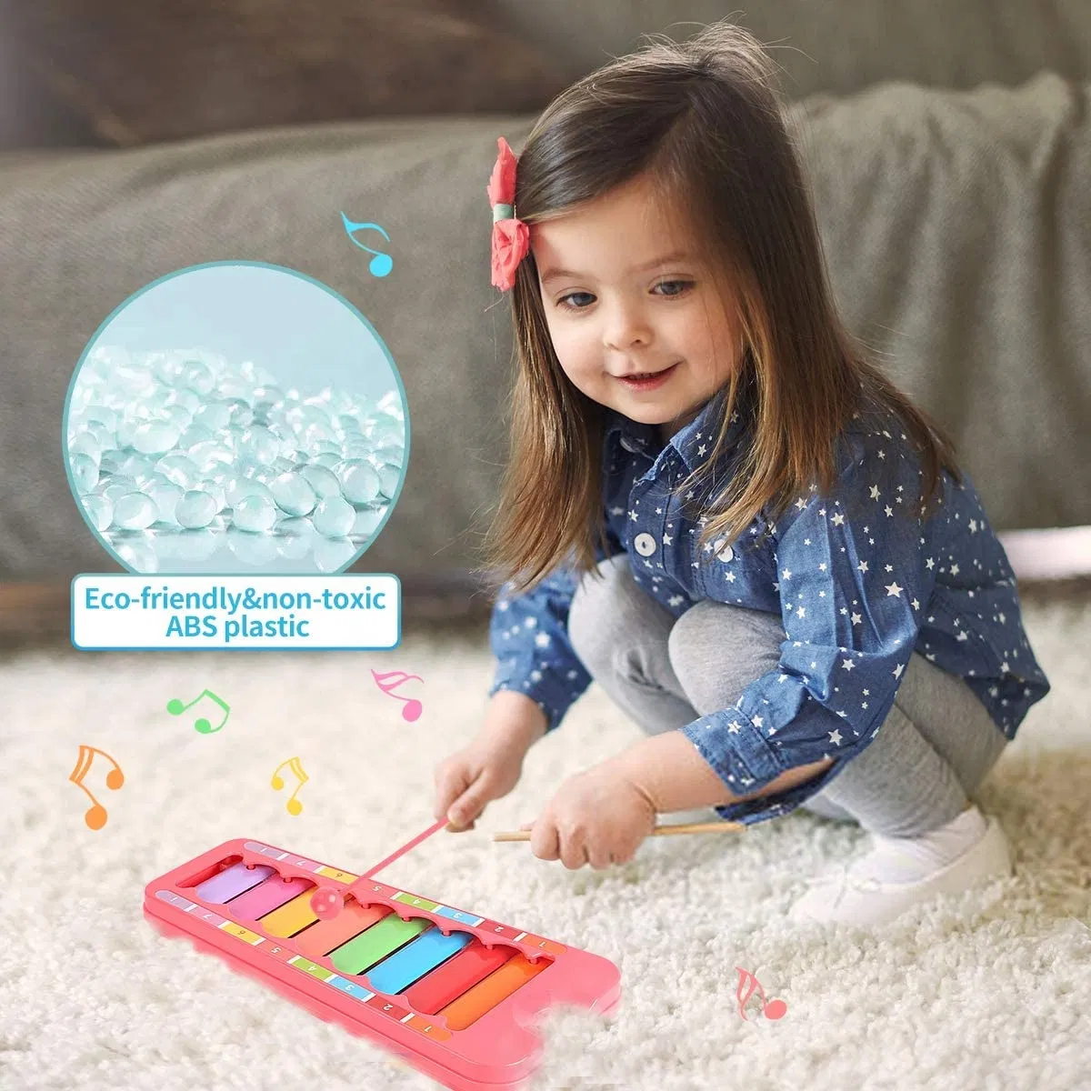 Baoli High-Quality Sound 8 Scales Xylophone Musical Instrument Toy for Kids Baby Hand Percussion