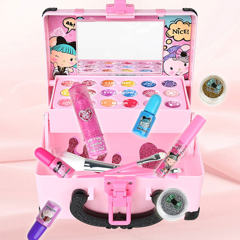 New Arrive Kids Toy Plastic Toy Pretend Play Mini Makeup Kit Set with Beauty Carry Case Toys