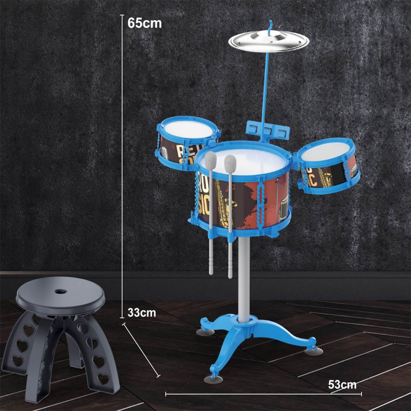 New Educational Jazz Drum Set Musical Instruments Promotional Gift Toy for Kids Children with Stool