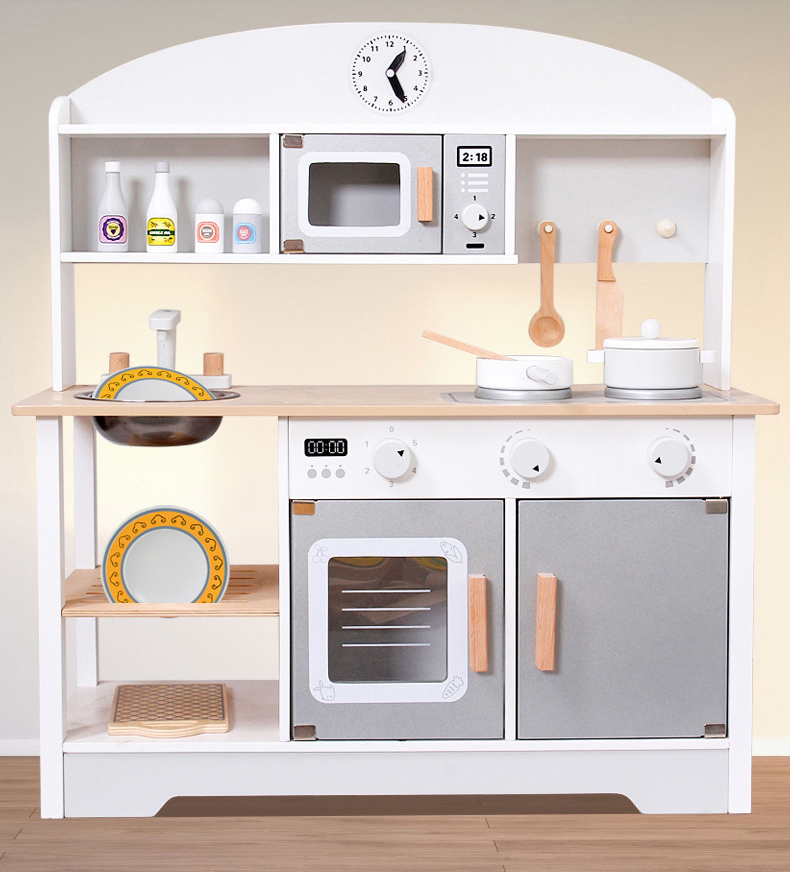 Solid Wood Children's Pretend Cooking Play Set Kitchen Toy