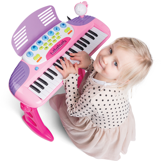 Children 37-Key Multifunctional Piano Toys Microphone Electronic Organ Educational Musical Instrument Toys with Chair MP3 Line Musical Instruments Toy