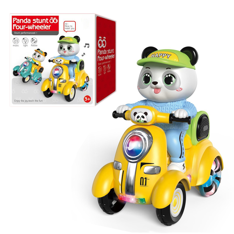 360 Degrees Rotation Kids Cute Cartoon Electric Panda Stunt Four-Wheeled Vehicle Toys with Lights &amp; Music