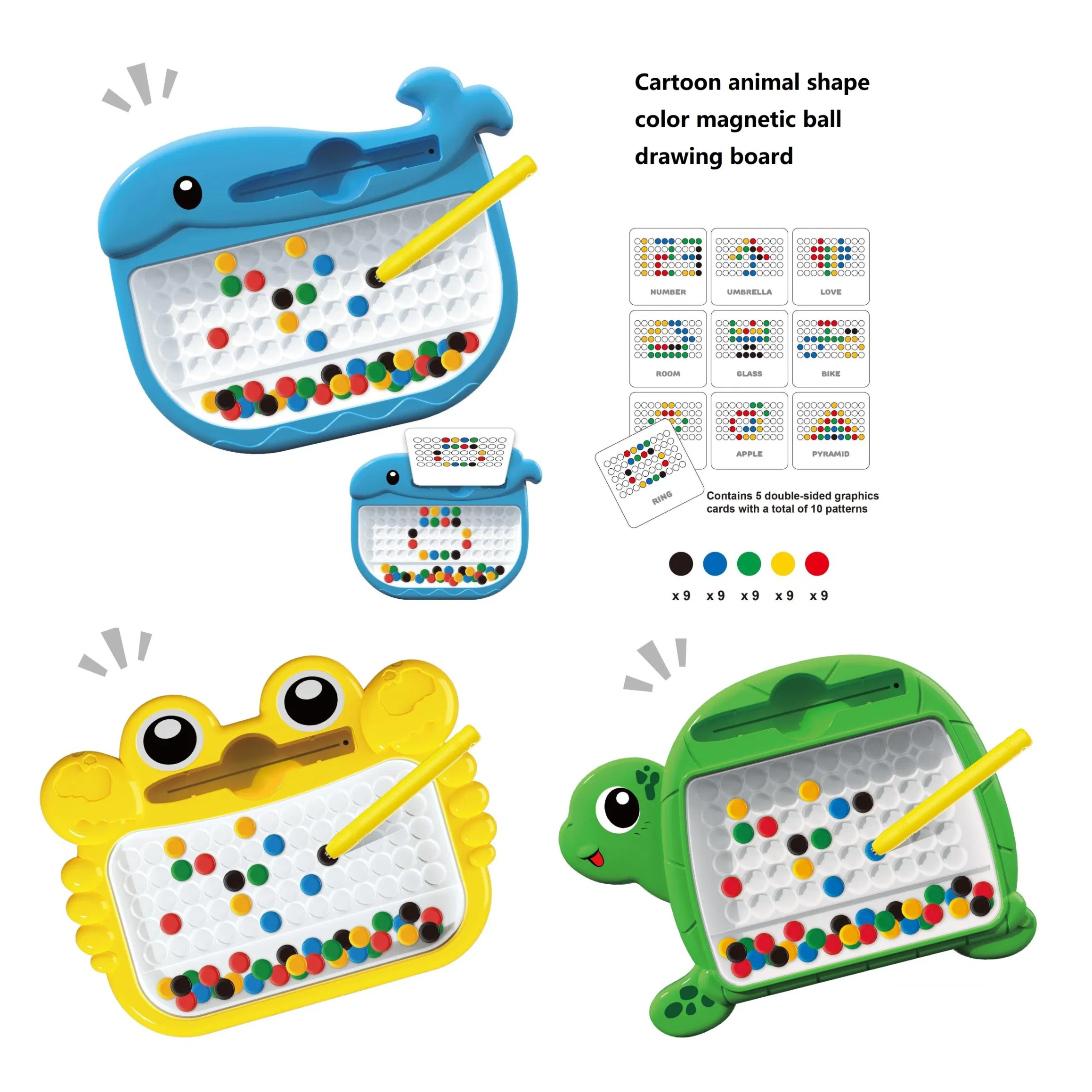 DIY Carton Animal Color Magnetic Ball Drawing Board Educational Toys Little Painter Enlightenment for Baby