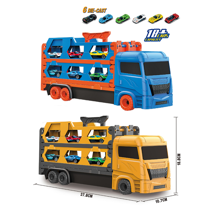 Xinbo Ejection Foldable Transportation Storage Container Truck Model Car 6 Mini Metal Vehicle for Kids Alloy Diecast Toys